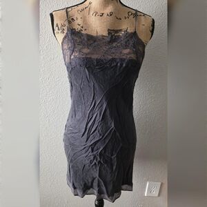 Victoria’s Secret 2008 Angel 100% Silk Lace Slip Dress Lingerie Nightie Gray